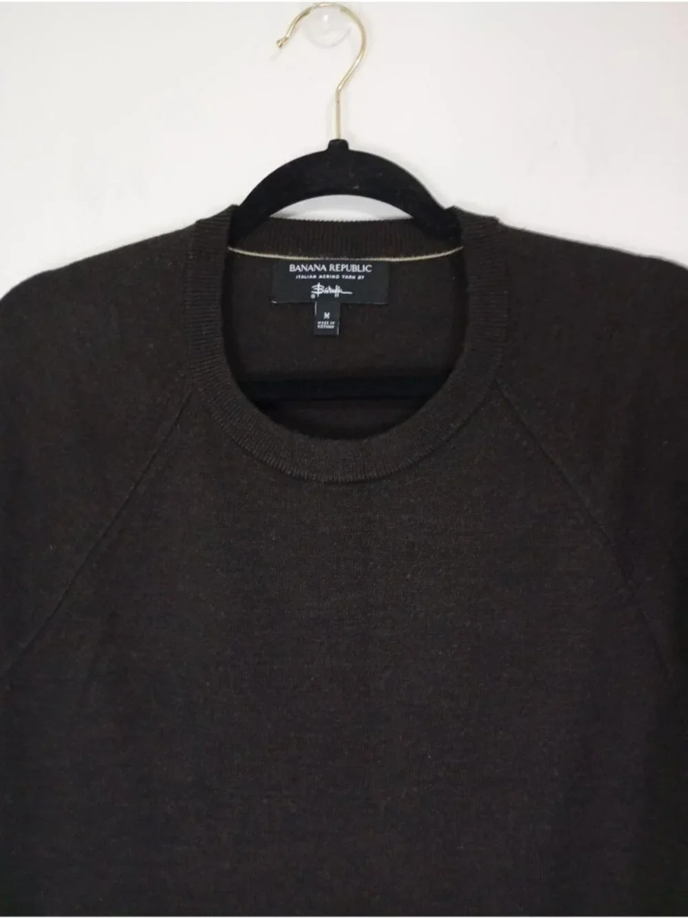 Banana Republic Italian Merino Wool Mens Crewneck Sweater Brown M Knit